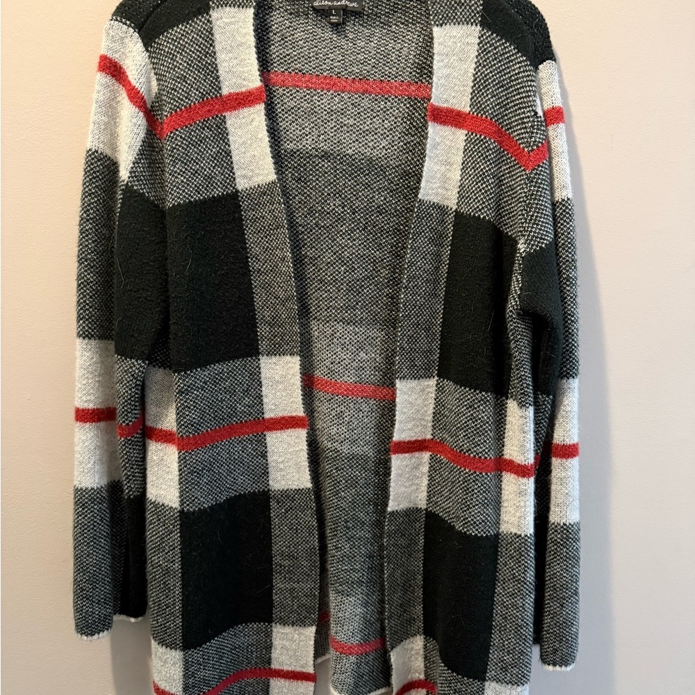 Chic Plaid Open-Front Cardigan